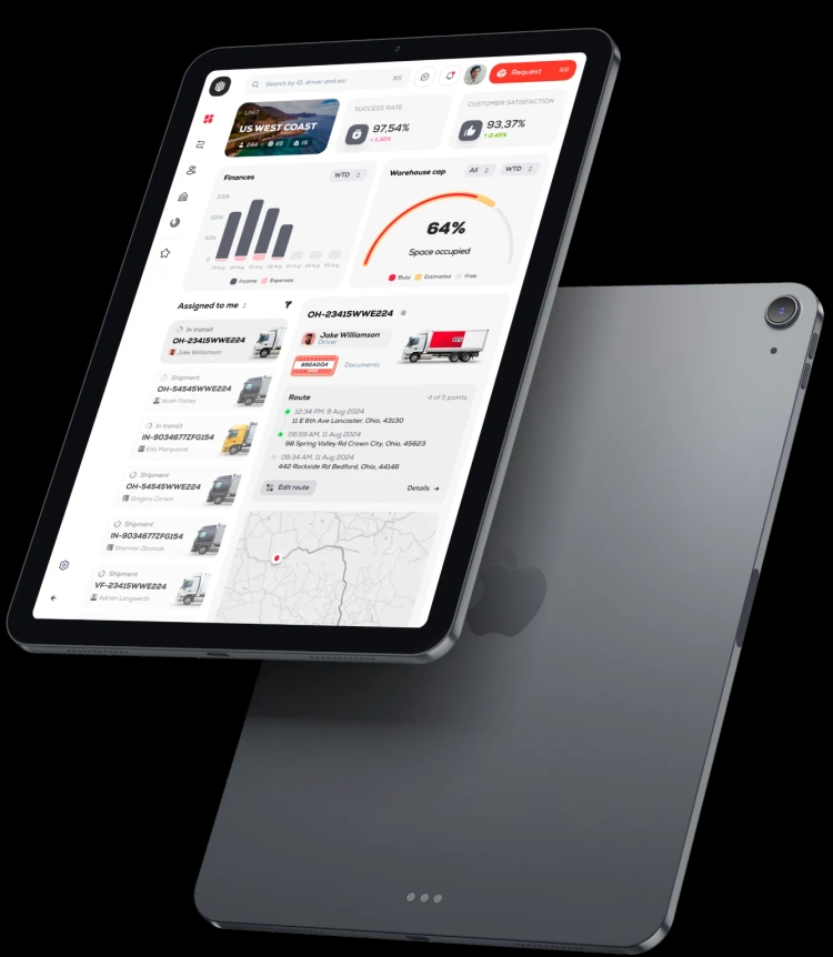 Tablet with logistics app