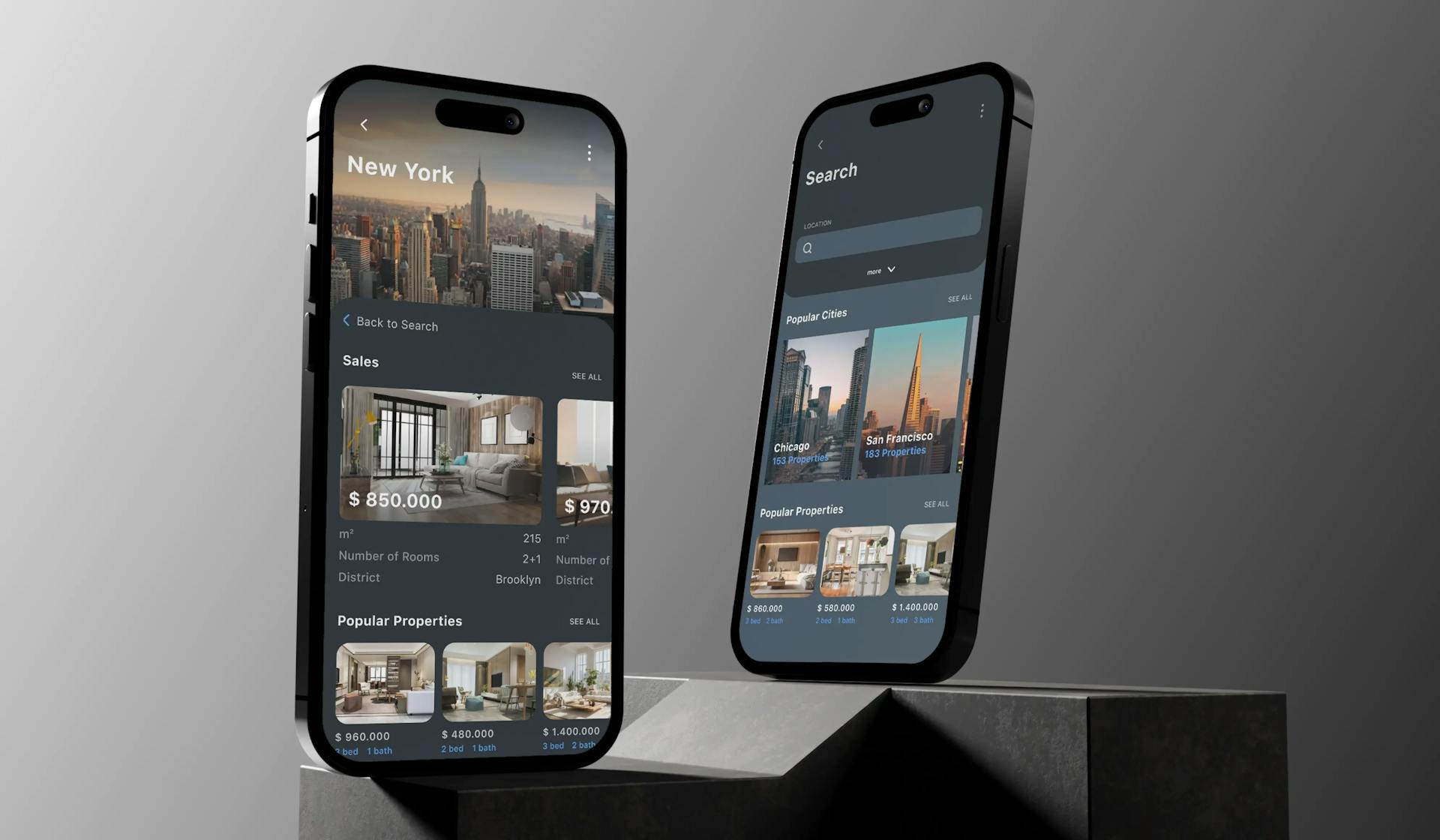 Real-estate search app interface