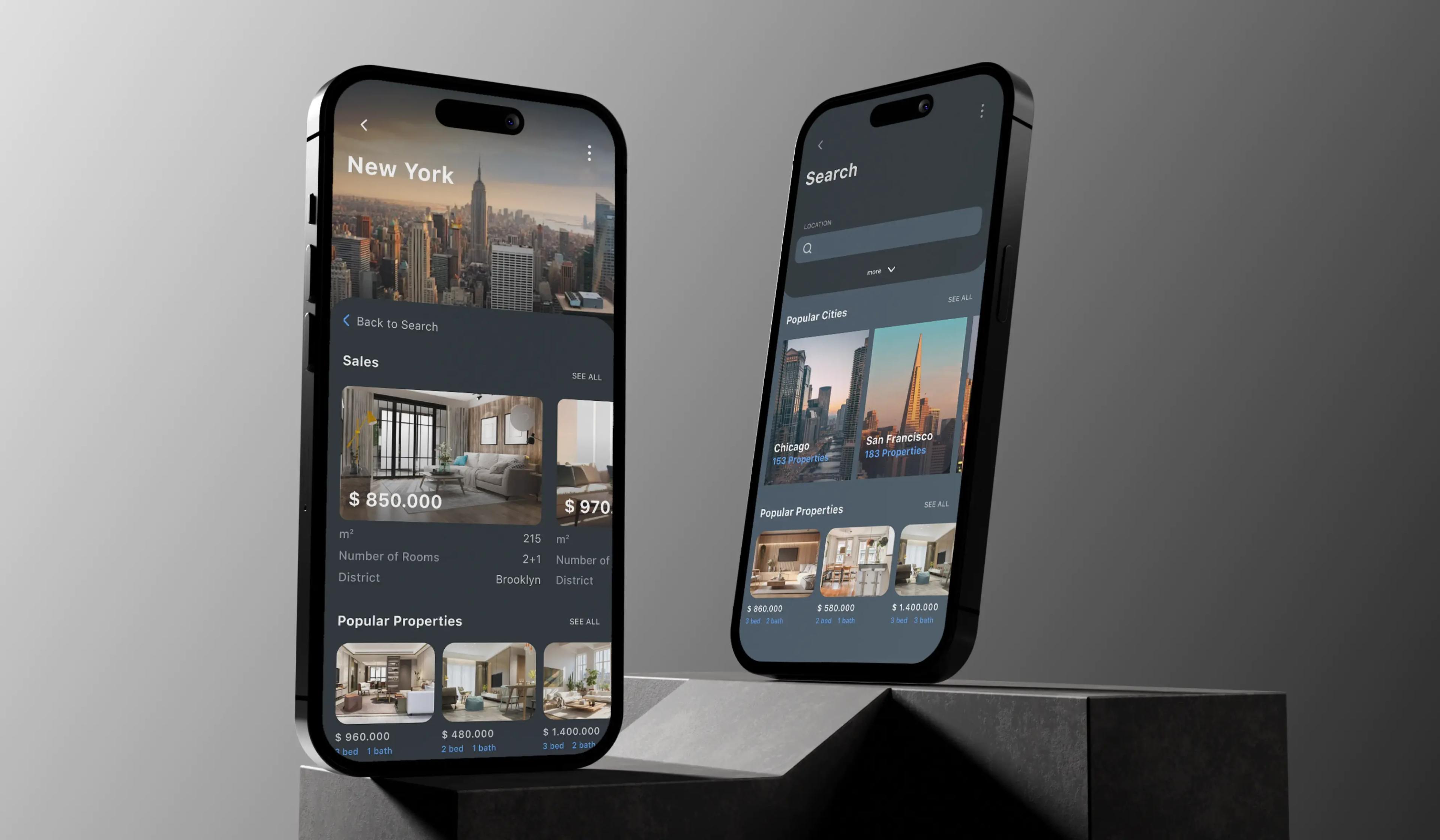 Real-estate search app interface