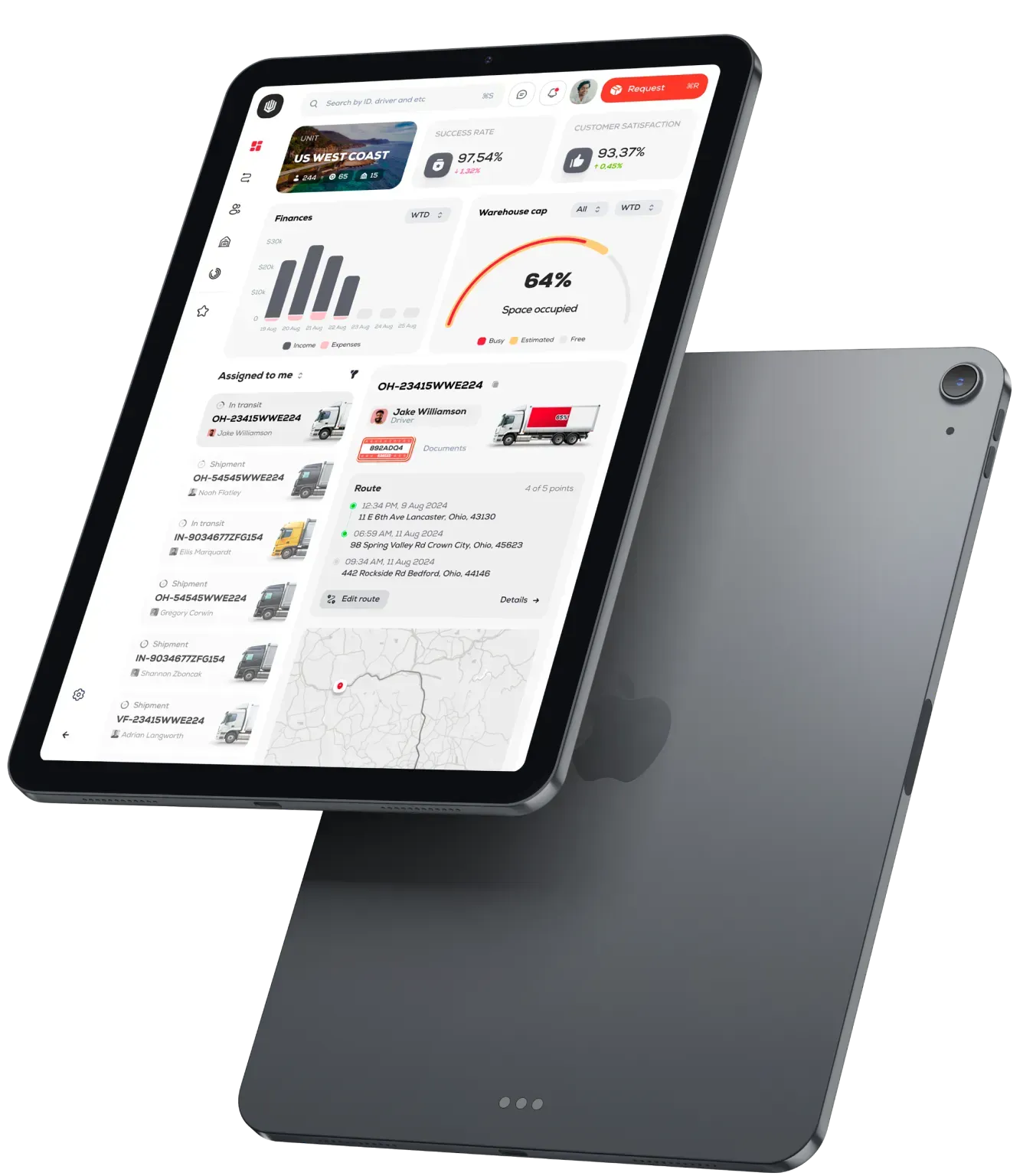 Tablet with logistics app Tablet with logistics app